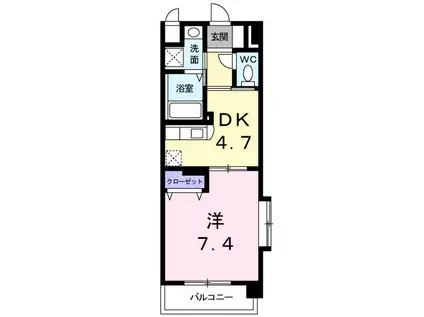 ドエルVII(1DK/2階)の間取り写真