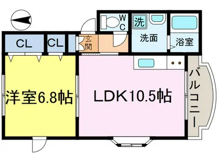 アルファーロミヤギ(1LDK/2階)の間取り写真