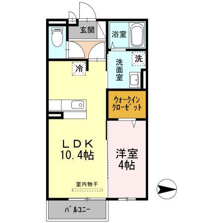 モナリエ砂田II(1LDK/2階)の間取り写真