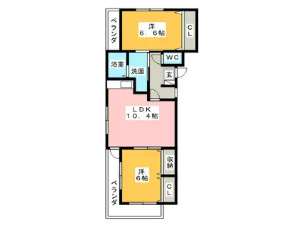 アヴェーレ21(2LDK/3階)の間取り写真