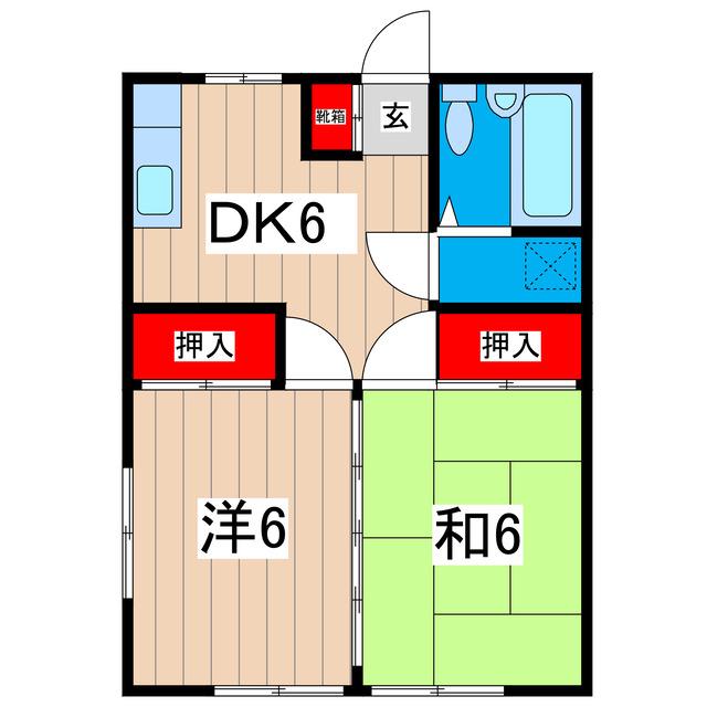 富山マンション(2DK/2階)の間取り写真