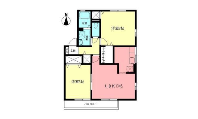 アーバンクレストB(2LDK/2階)の間取り写真
