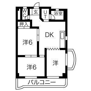 スイトマジョラム(3DK/4階)の間取り写真