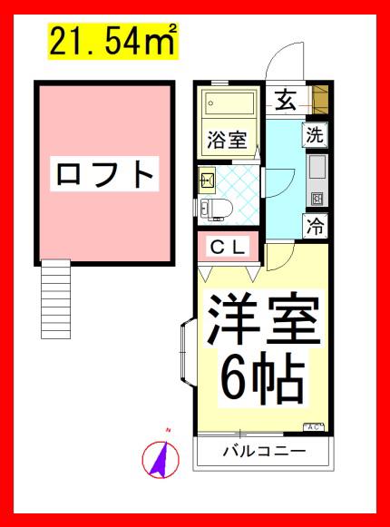SE ラズベリーリーフ(1K/2階)の間取り写真