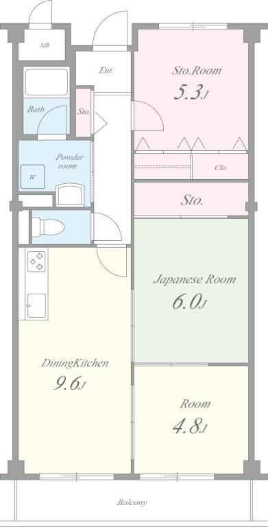リベール石澄(2SLDK/3階)の間取り写真