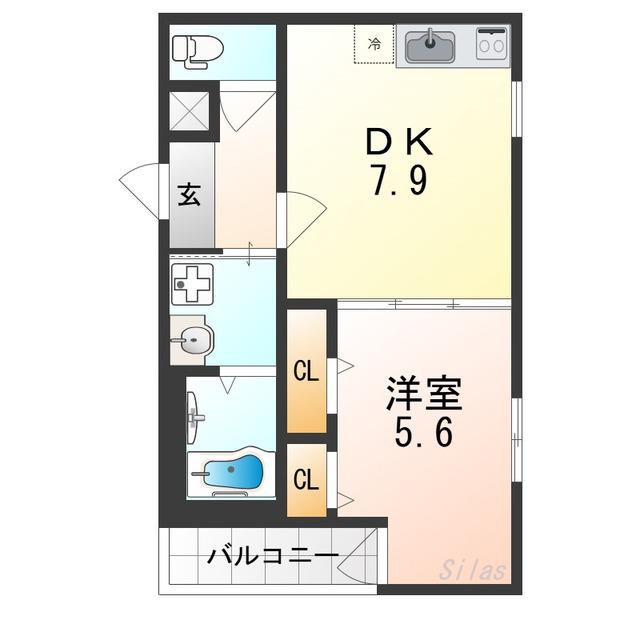 フジパレス帝塚山II番館(1DK/1階)の間取り写真