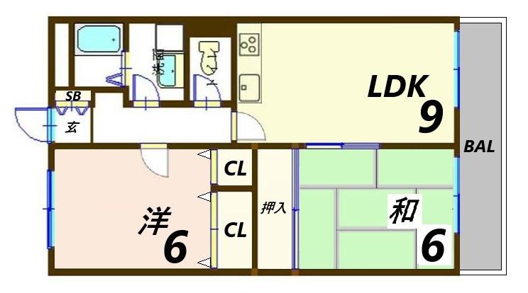 ジョイタウン北条(2LDK/2階)の間取り写真