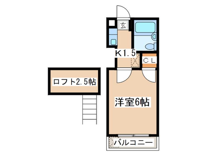 第17安藤ハイツ(1K/2階)の間取り写真