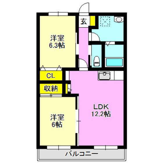 井野マンション(2LDK/2階)の間取り写真