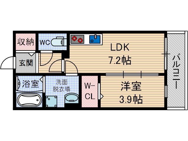 メゾンブラン(1LDK/2階)の間取り写真