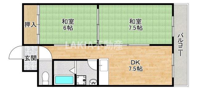 辰巳ハイツ(2DK/2階)の間取り写真