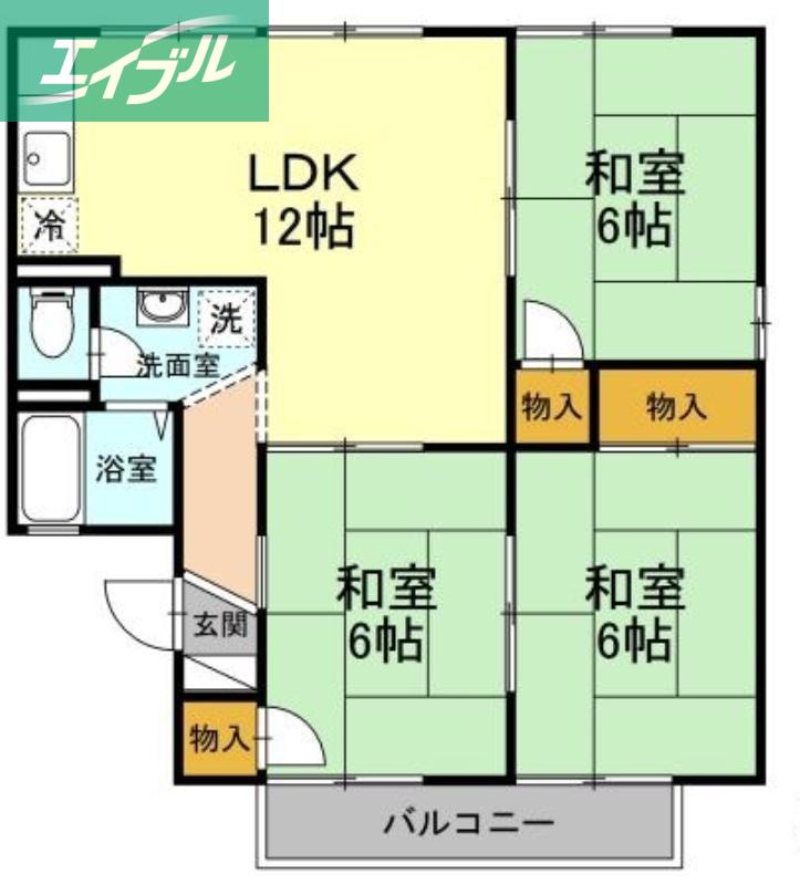 エントピア芳泉 B棟(3LDK/2階)の間取り写真
