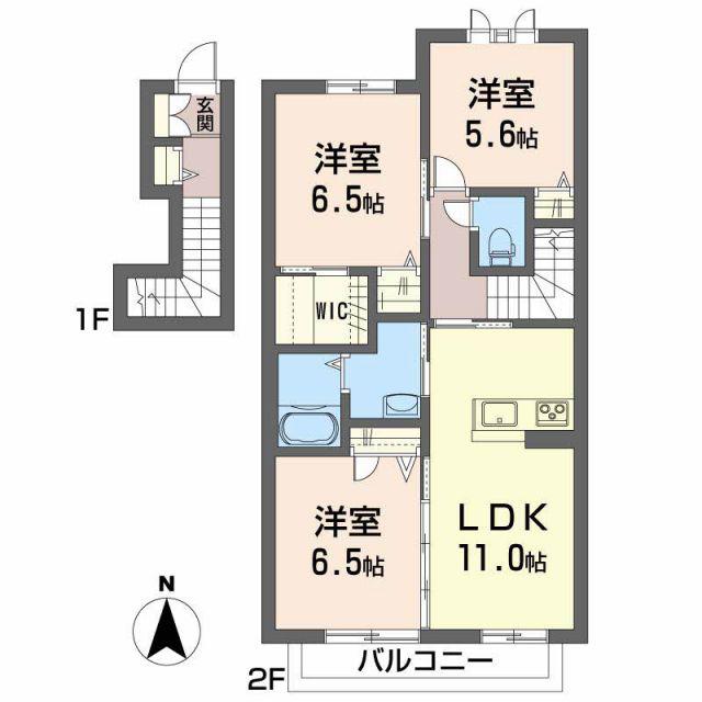 メゾン・ド・アンジュ A棟(3LDK/2階)の間取り写真