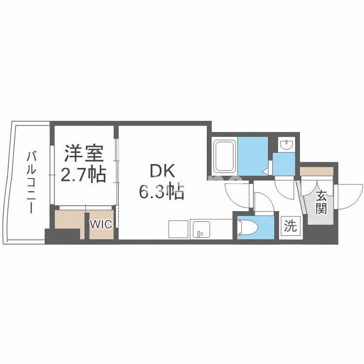 セレニテ桜川駅前プリエ(1DK/9階)の間取り写真