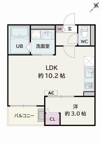 JACK MIYUKIHOMMACHIIII(1LDK/3階)の間取り写真