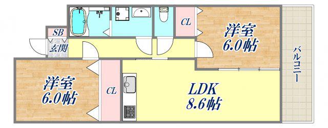 グランドレジデンス西宮(2LDK/3階)の間取り写真