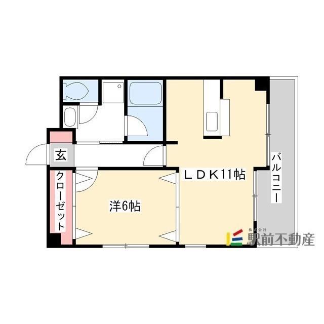 LIENS RENOVATIO 二日市STA(1LDK/5階)の間取り写真