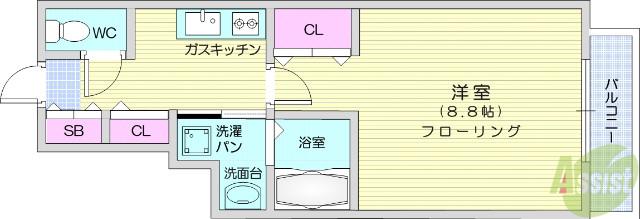 HOWS北仙台(1K/1階)の間取り写真