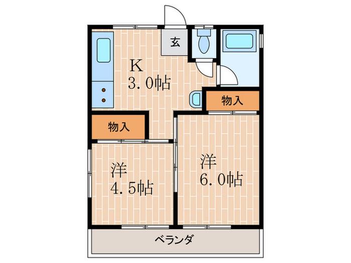 シティハイツ西岡本(2K/1階)の間取り写真