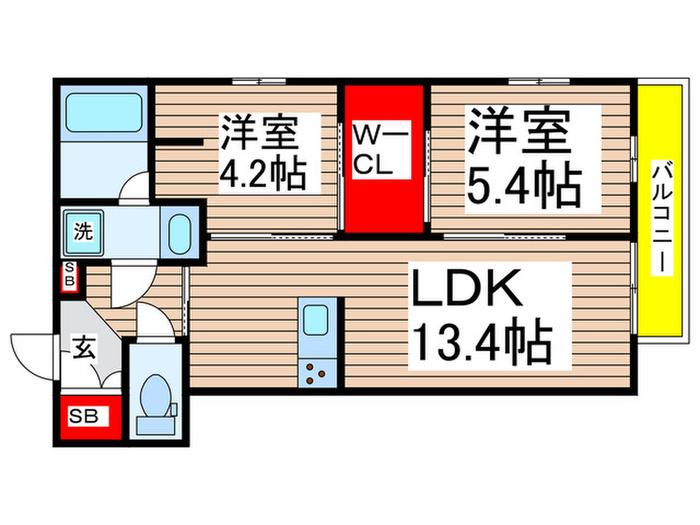 FEE DES NEIGES(2LDK/2階)の間取り写真
