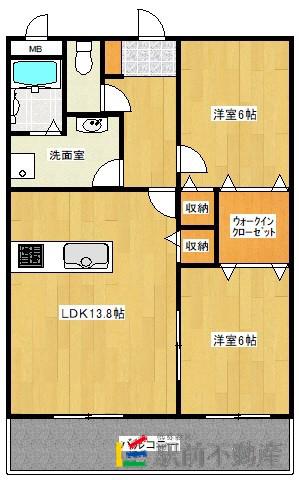 エイトレジデンス筑後野町(2LDK/2階)の間取り写真
