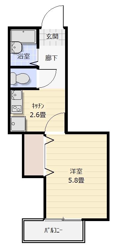 アメニイテ(1K/4階)の間取り写真