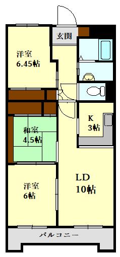 パレスニーノ北広島(3LDK/2階)の間取り写真