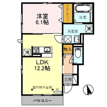 シャルマン岡(1LDK/1階)の間取り写真