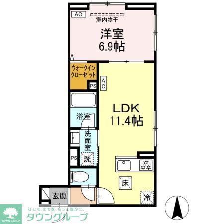 セレスティア大谷田III(1LDK/1階)の間取り写真