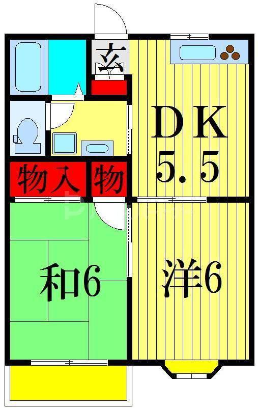 サンハイム(2DK/1階)の間取り写真