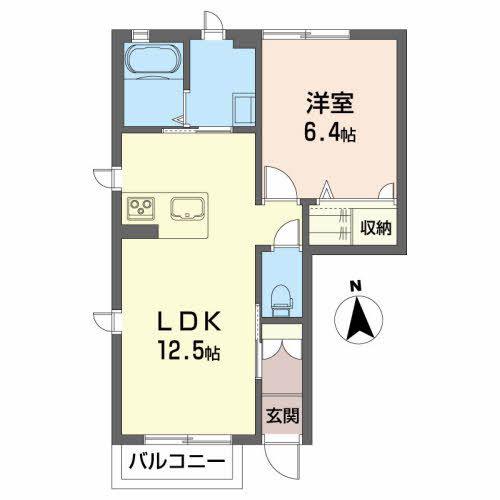 シャトン(1LDK/1階)の間取り写真
