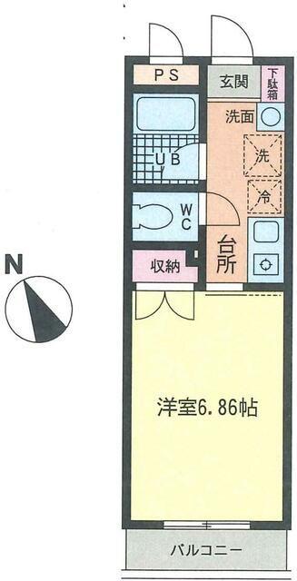 エアフォルク久里浜(1K/3階)の間取り写真