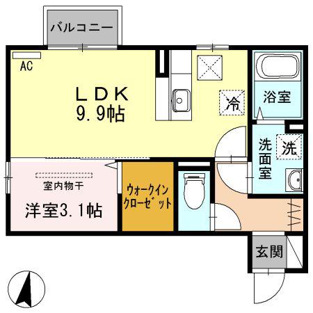 ライトベル(1LDK/1階)の間取り写真