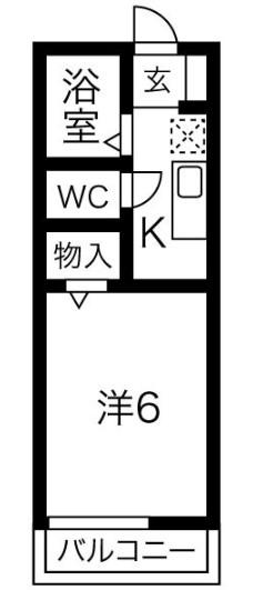 フルール22(1K/1階)の間取り写真