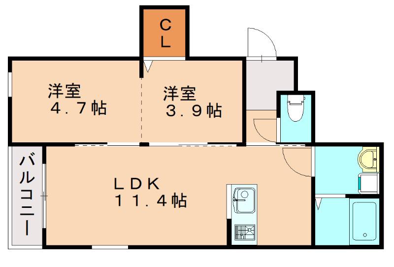 CHRONO桜並木(2LDK/3階)の間取り写真