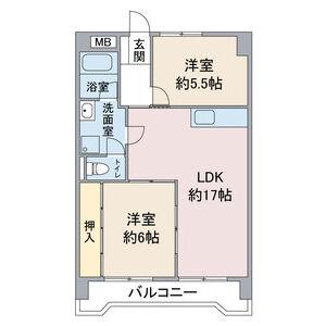 ハイツ白山(2LDK/3階)の間取り写真
