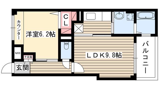 アブニール22(1LDK/1階)の間取り写真
