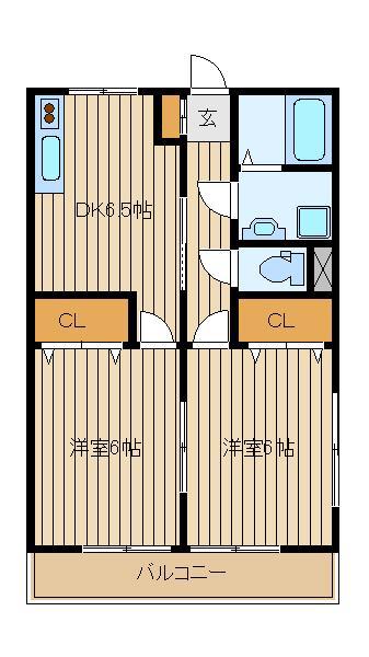 サンベールワン(2DK/1階)の間取り写真