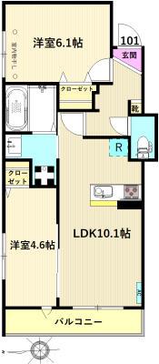 メゾンドアロ(2LDK/1階)の間取り写真