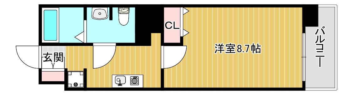 アーバンコンフォート堀江(1K/6階)の間取り写真