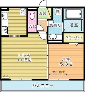 POLONIA KOKURA-KITA(1LDK/2階)の間取り写真