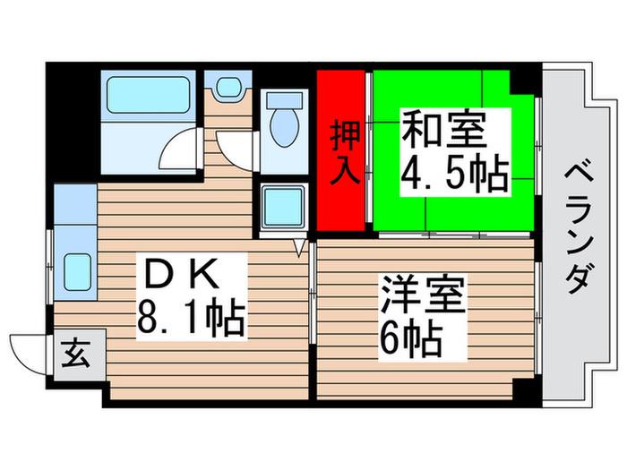 キャッスル北松戸(2DK/2階)の間取り写真