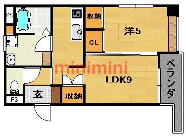 マンション ウィン・プラネット(1LDK/1階)の間取り写真