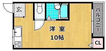 シャンテー天の川(ワンルーム/4階)の間取り写真