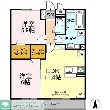 グラシューズ(2LDK/1階)の間取り写真