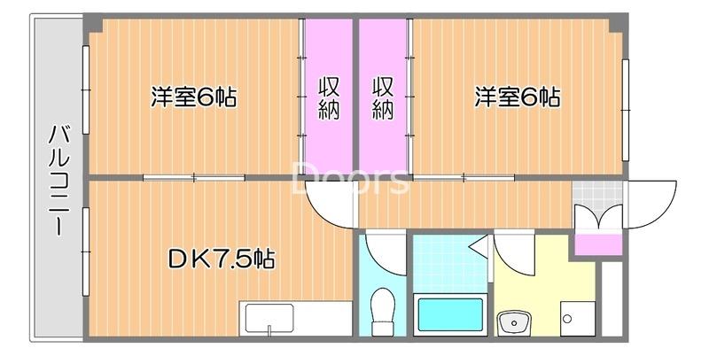 ニューマリッチ 雄(2DK/1階)の間取り写真