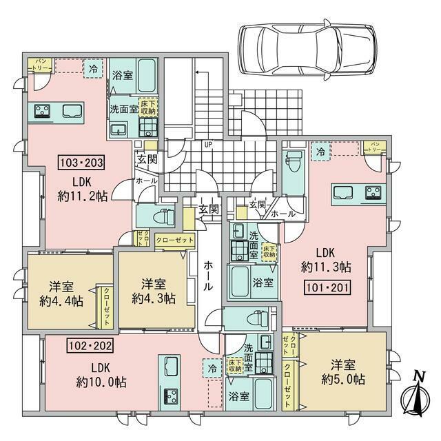 プランドール(1LDK/2階)の間取り写真