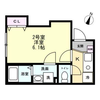 ブリーゼ平町(1K/2階)の間取り写真