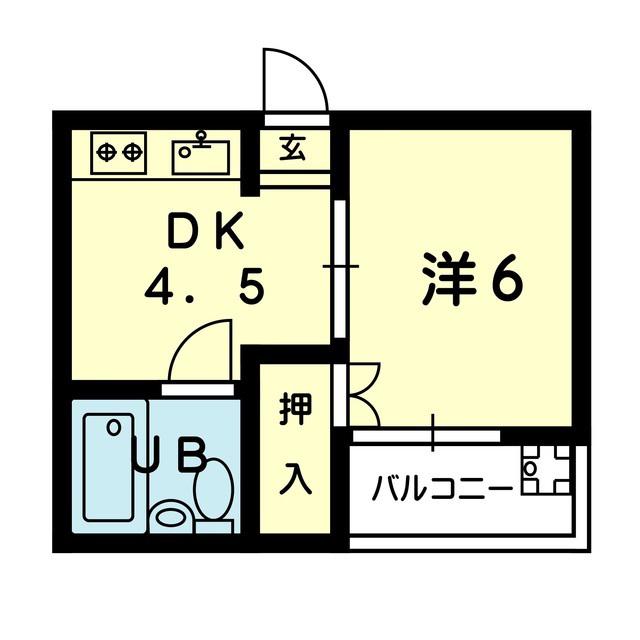 サテライトハイツ渡鹿(1K/2階)の間取り写真