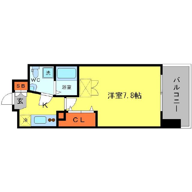 AFFLUENCE難波(1K/4階)の間取り写真